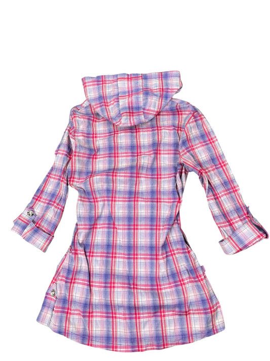 nory fashion checkered hooded shirt (L)