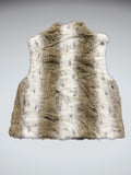 Vintage White Brown Faux Fur Vest Women (L)