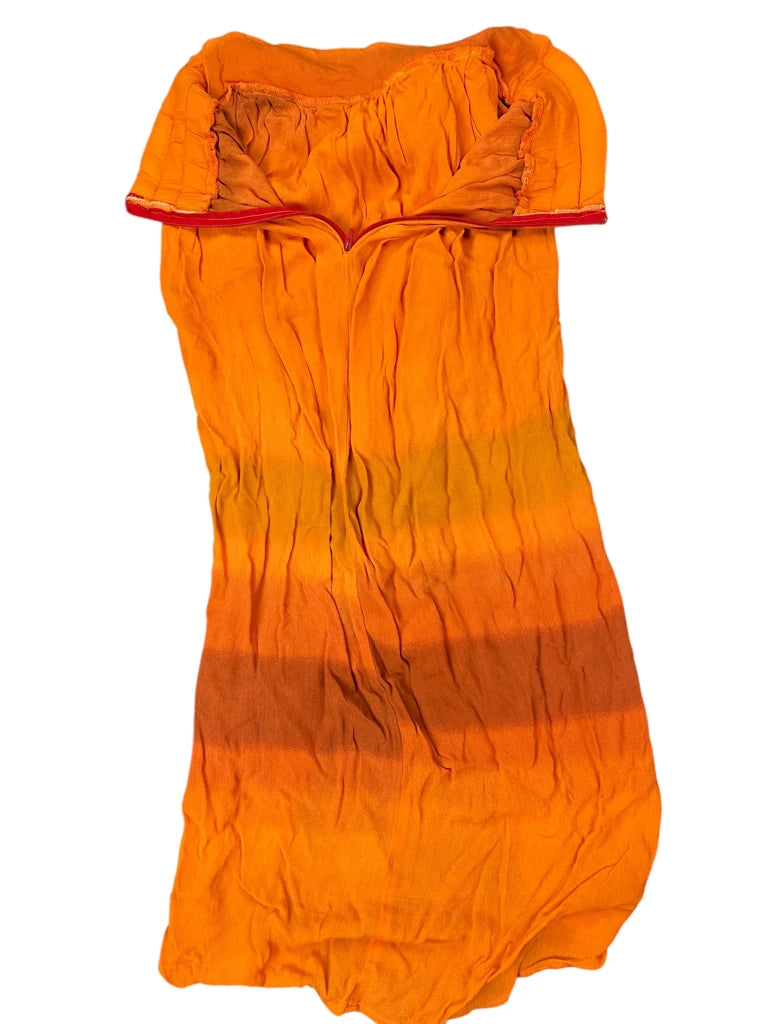 Orange high-waist polyester skirt (S)