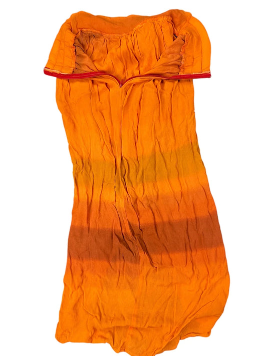 Orange high-waist polyester skirt (S)