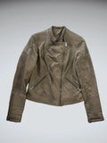 Vintage Brown Faux Leather Button Jacket Women (M)