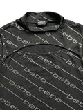 Black Logo Print High Neck Top (L)