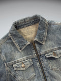 Vintage Blue Denim Zip Jacket Women (M)