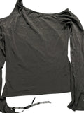 Black Asymmetric Lace-Up Sleeve Top (L)