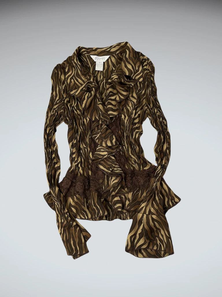 Allison Taylor green zebra pattern top (M)