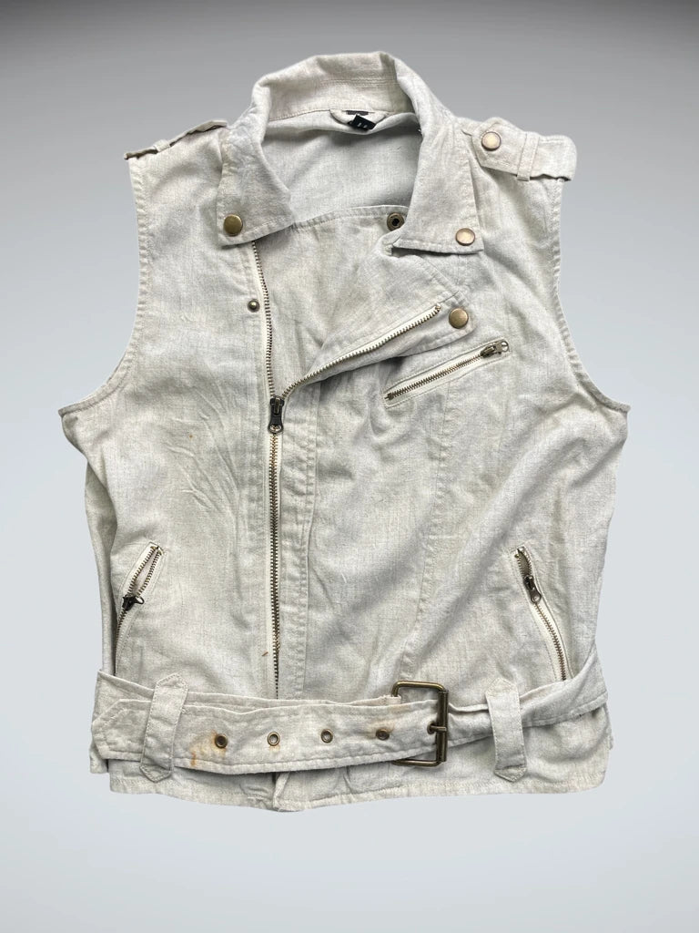Beige Button Vest Jacket (M)