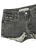 Low Rise Flare Grey Denim Hotpants (S)