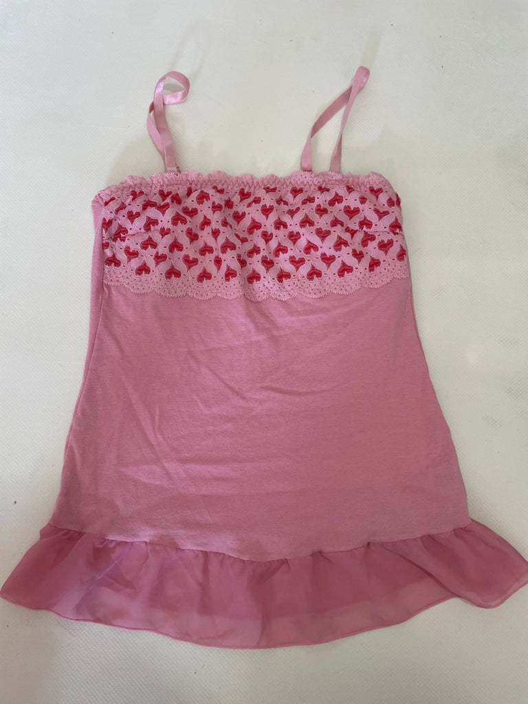 Pink Lace Trim Peplum Camisole (M)