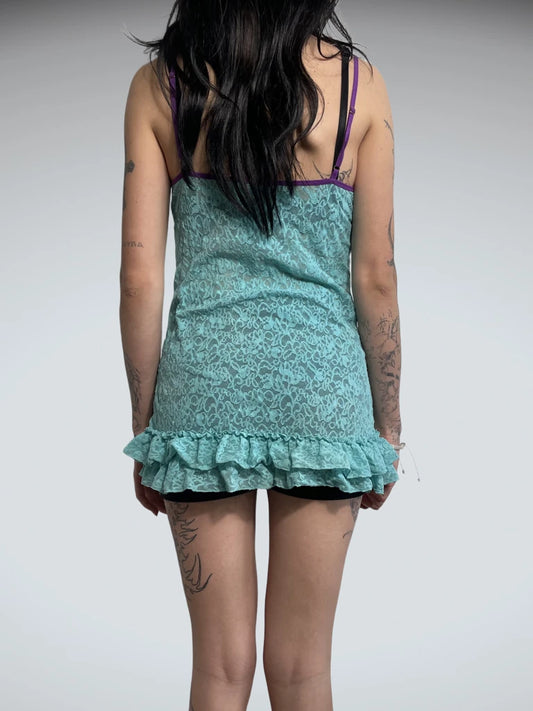 turquoise lace dress (L)