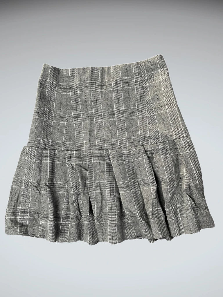 Spacegivly Grey Checkered Pleated Skirt (S)