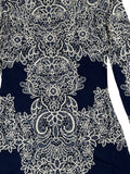 INC navy patterned dress top (XS)