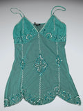 Light Blue Shiny Pattern Dress Top (L)