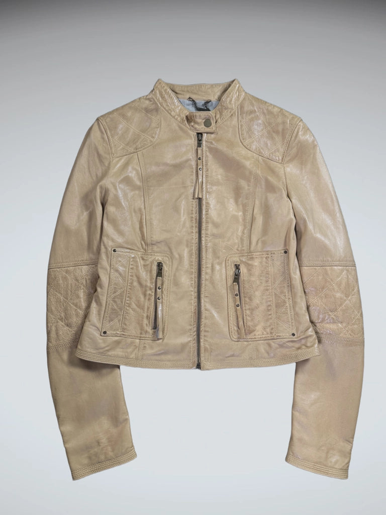 Black Rivet Light Brown Faux Leather Biker Jacket Women (M)
