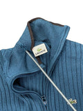 Lacoste Blue Ribbed Zip-Up Cardigan (L)
