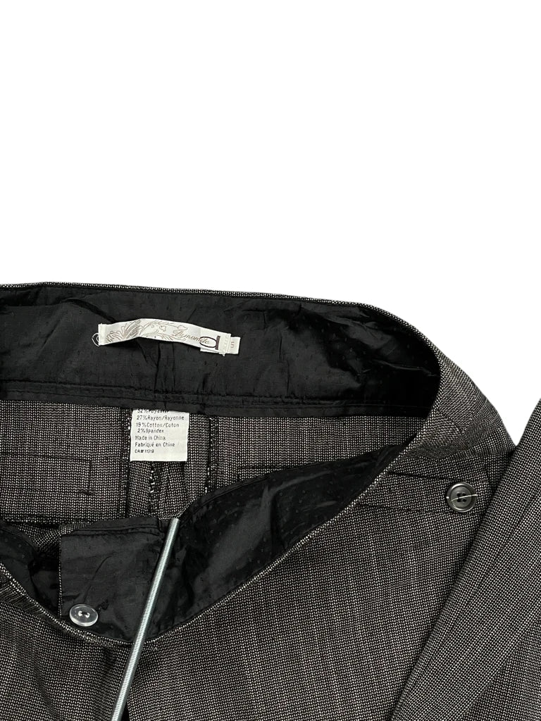 Grey Textured Wide-Leg Suit Pants (M)