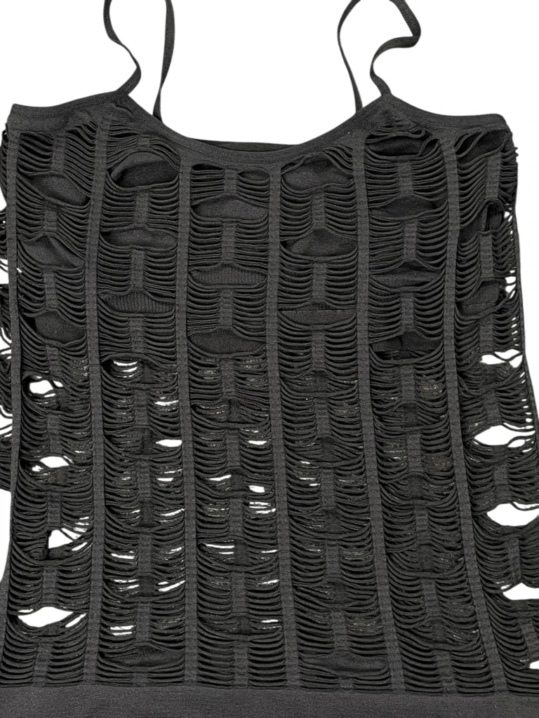 Distressed Black Sheer Vintage Top (M)