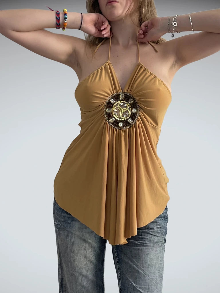 sun relic – boho halter top (L?)