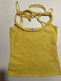 Sunshine Yellow Tie-Shoulder Tank Top Summer Vintage Cami (S)