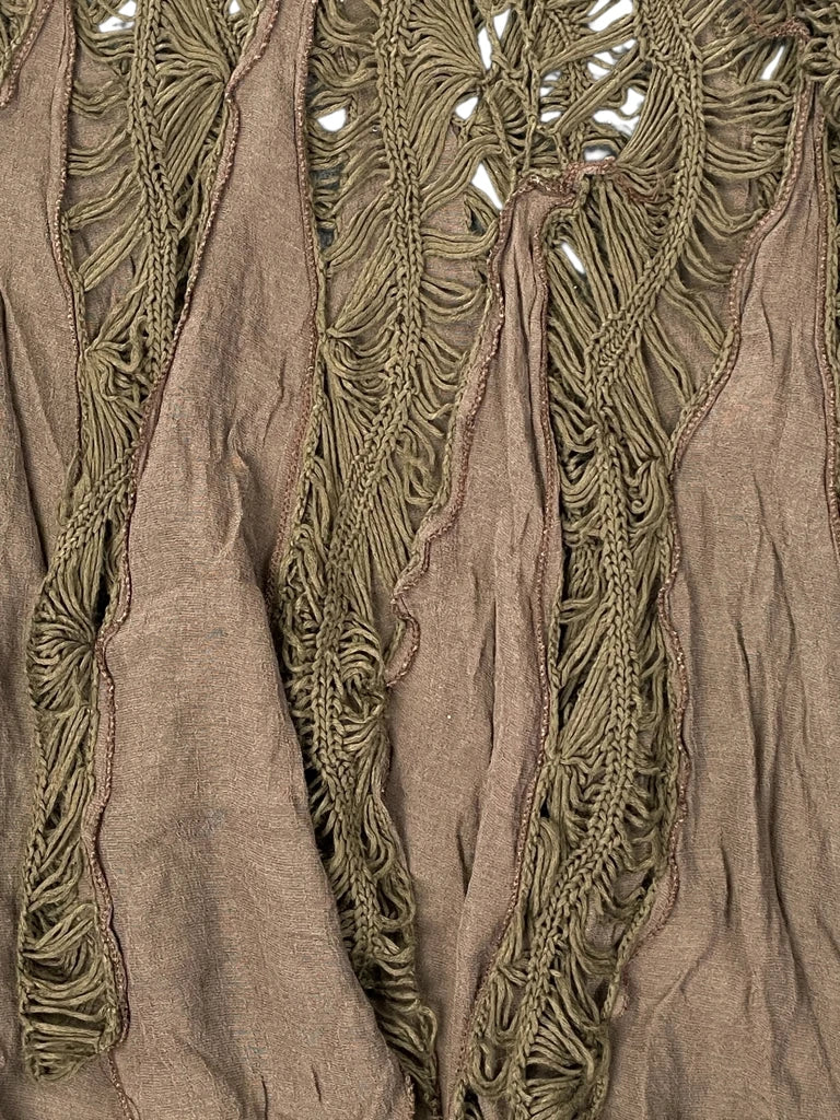 Sheer Brown Distressed Mesh Top (S)