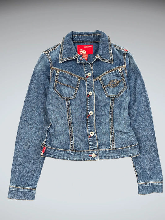 Ecko Red Fitted Button Up Denim Jacket (M)