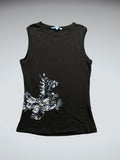 Black Sequin Horse Graphic Tank Top (S)