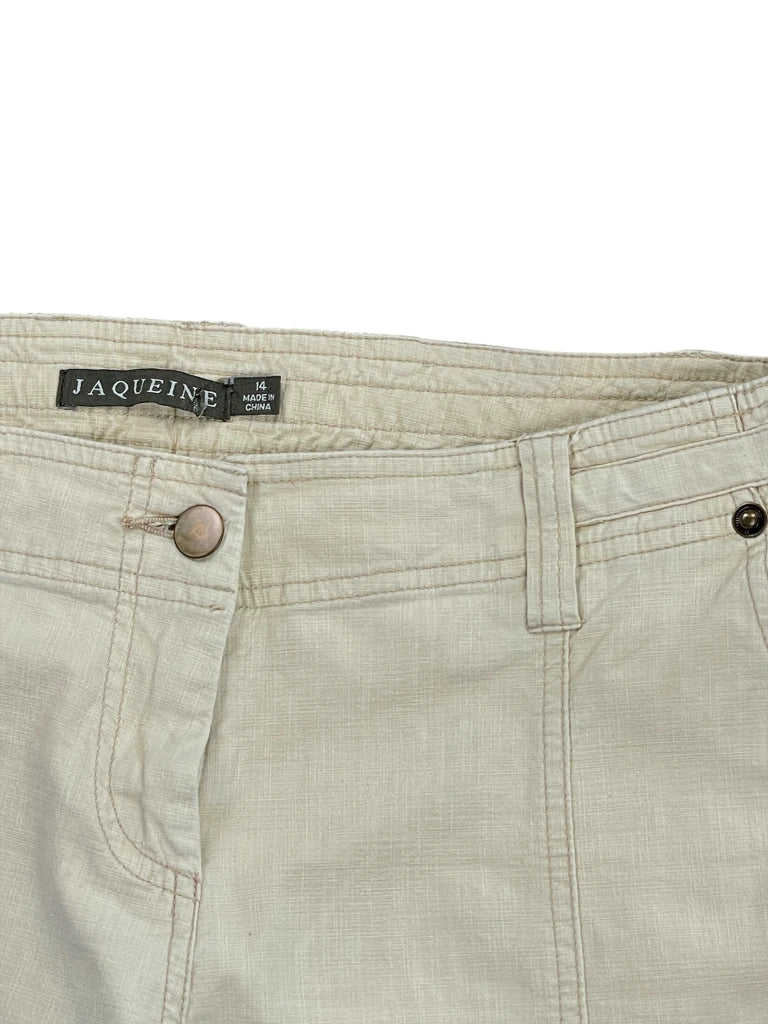 Beige Wide-Leg Utility Pants (L)