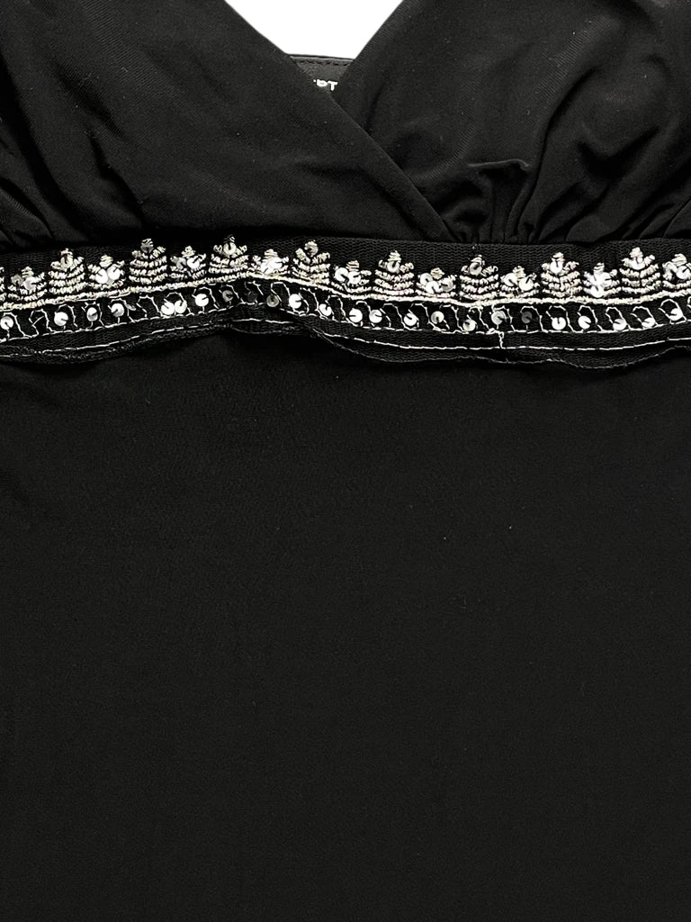 Black Embellished Empire Waist Top (S)