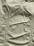 Light Green Ruched Floral Sequin Strap Top (S)