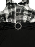 Black and White Plaid Halter Tunic (S)