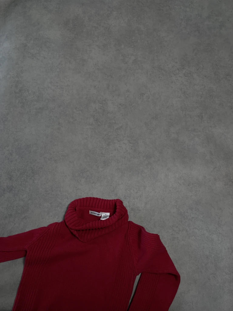 red jumper turtle neck