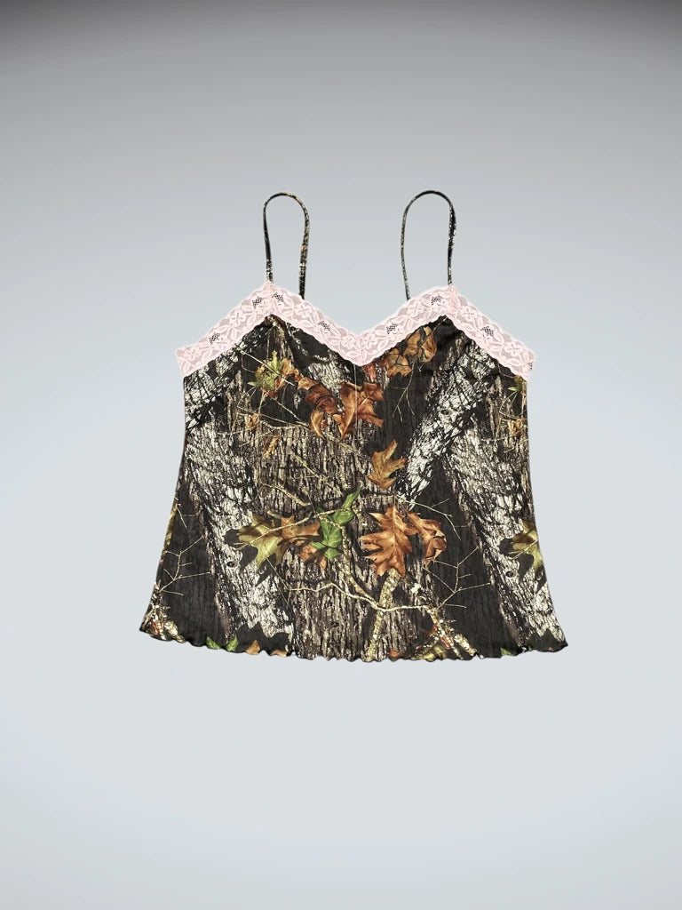 Nature Pattern Lingerie Top with Pink Detail (M)