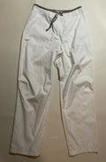 Minimalist White Nylon Track Pants Grey Drawstring Nike Retro (M)