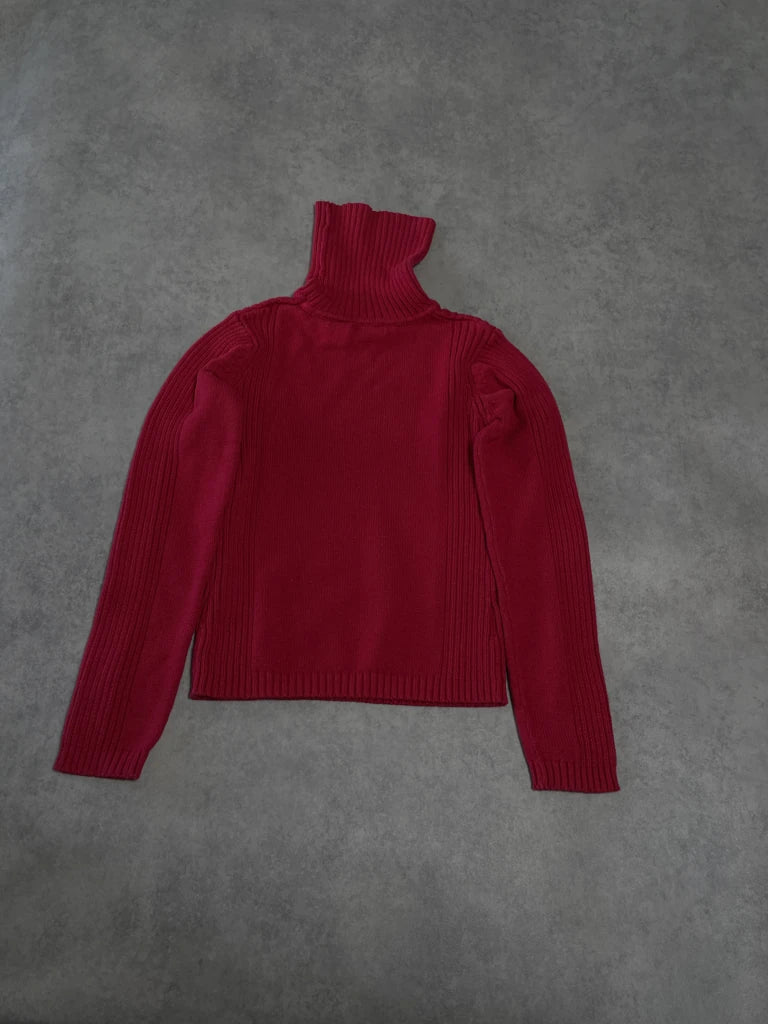 red jumper turtle neck