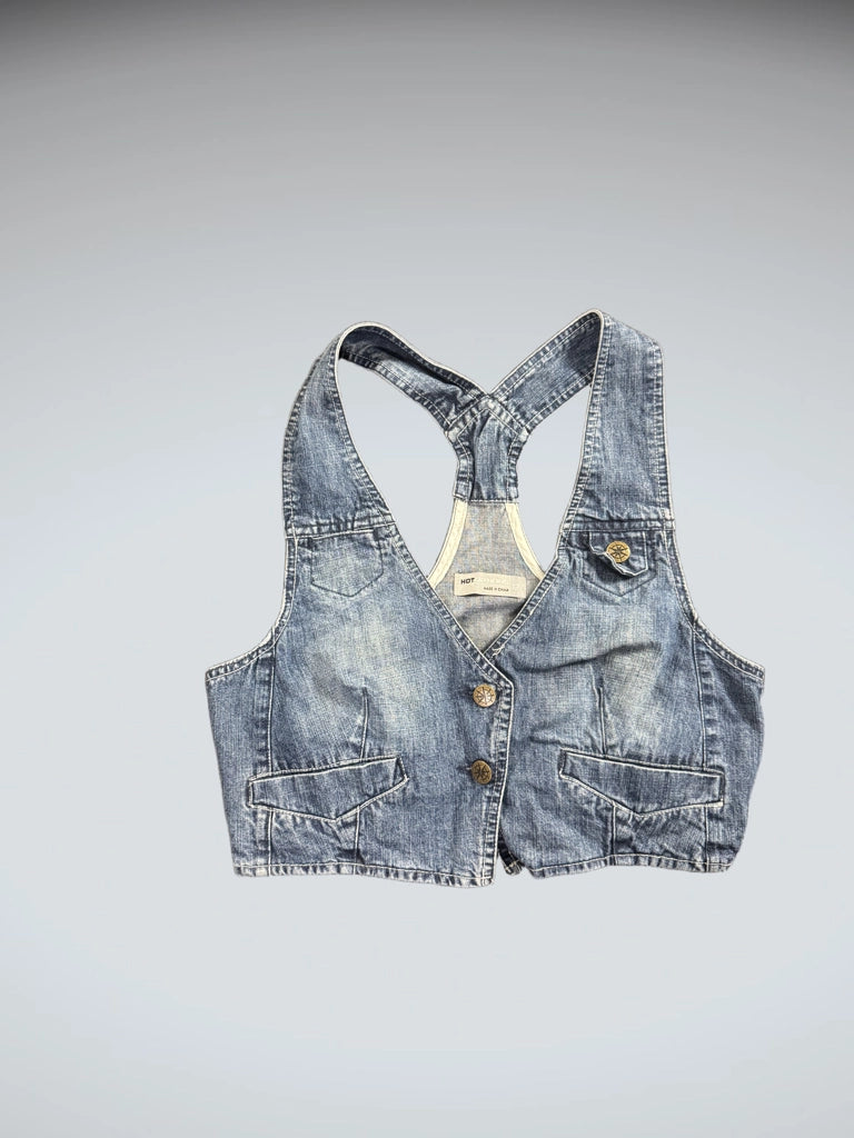 Hot Options Light Blue Denim Racerback Vest Women (M)