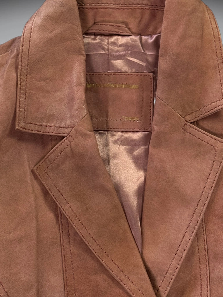 Vintage Pink Genuine Leather Coat Women (M)