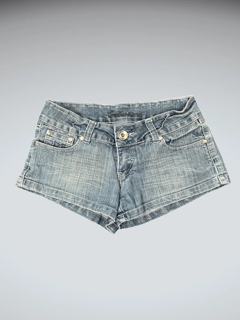 Seduction Light Wash Rolled Hem Denim Hotpants (S)