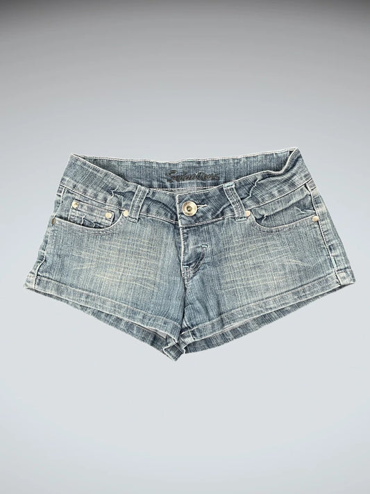 Seduction Light Wash Rolled Hem Denim Hotpants (S)