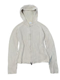 Beige Ribbed Knit Hoodie (M)
