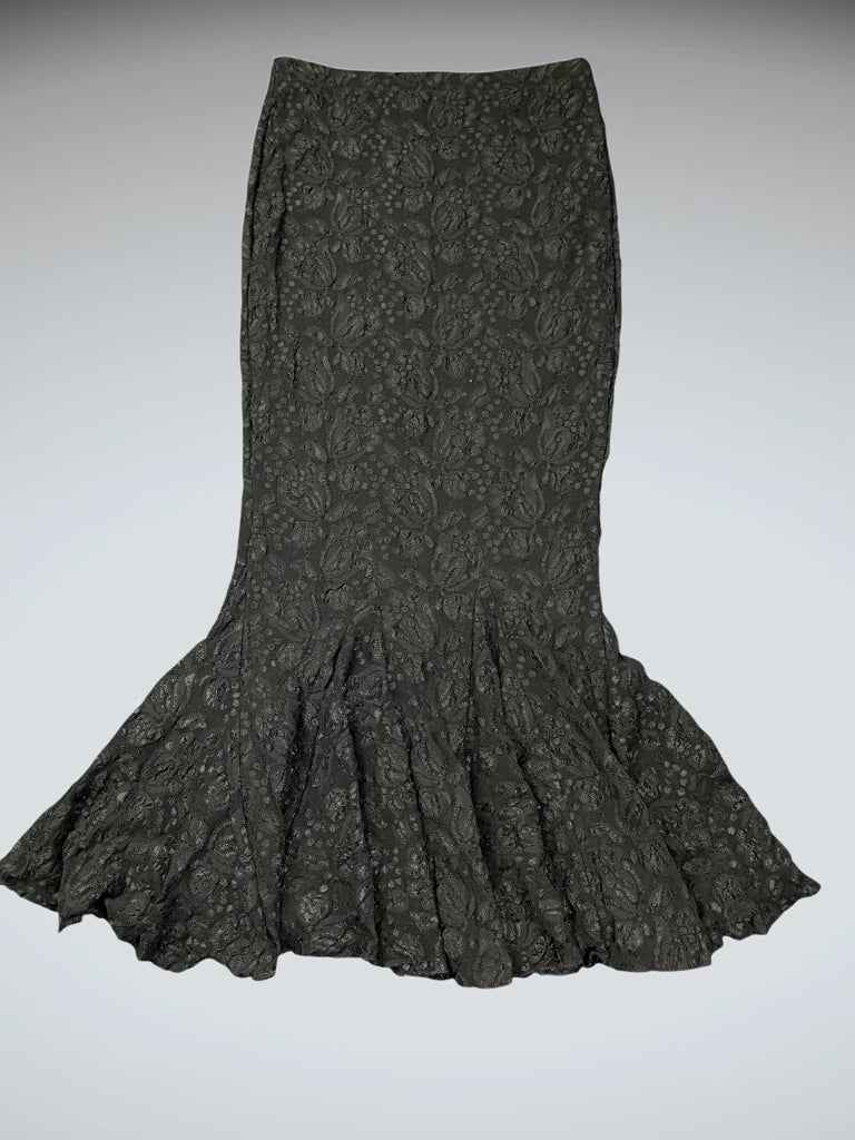 Florencia Fiume Black Elegant Long Skirt (S)