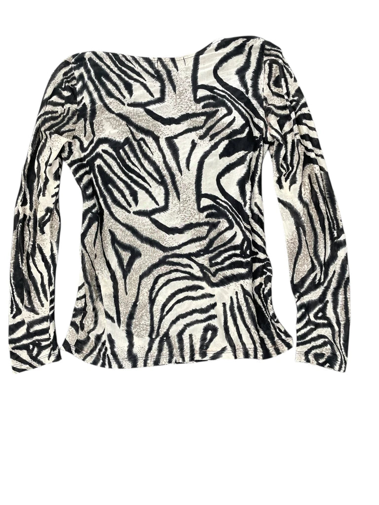 Y2K Zebra Print Cowl-Neck Top (S)
