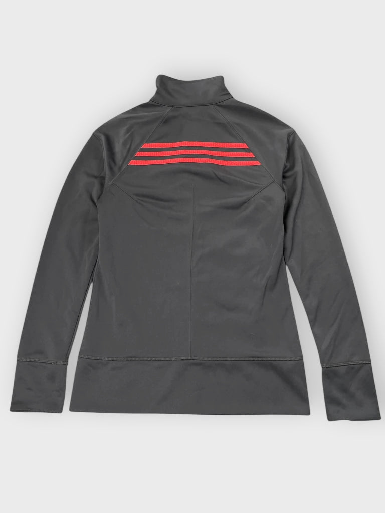 back view, Adidas Grey Full-Zip Performance Jacket, vintage Y2K second hand piece