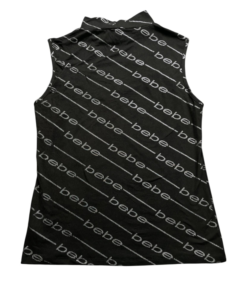 Black Logo Print High Neck Top (L)
