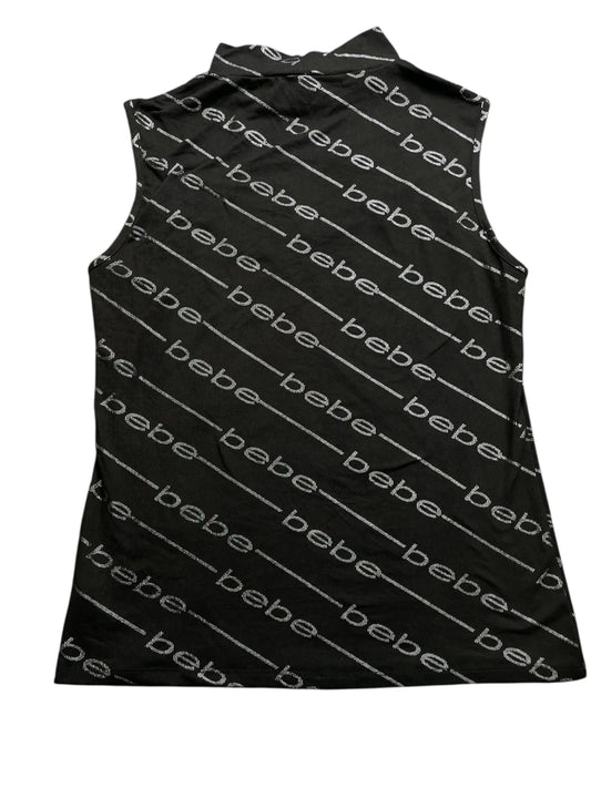 Black Logo Print High Neck Top (L)