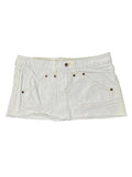 White Beige Denim Mini Skirt with Back Embroidery (L)