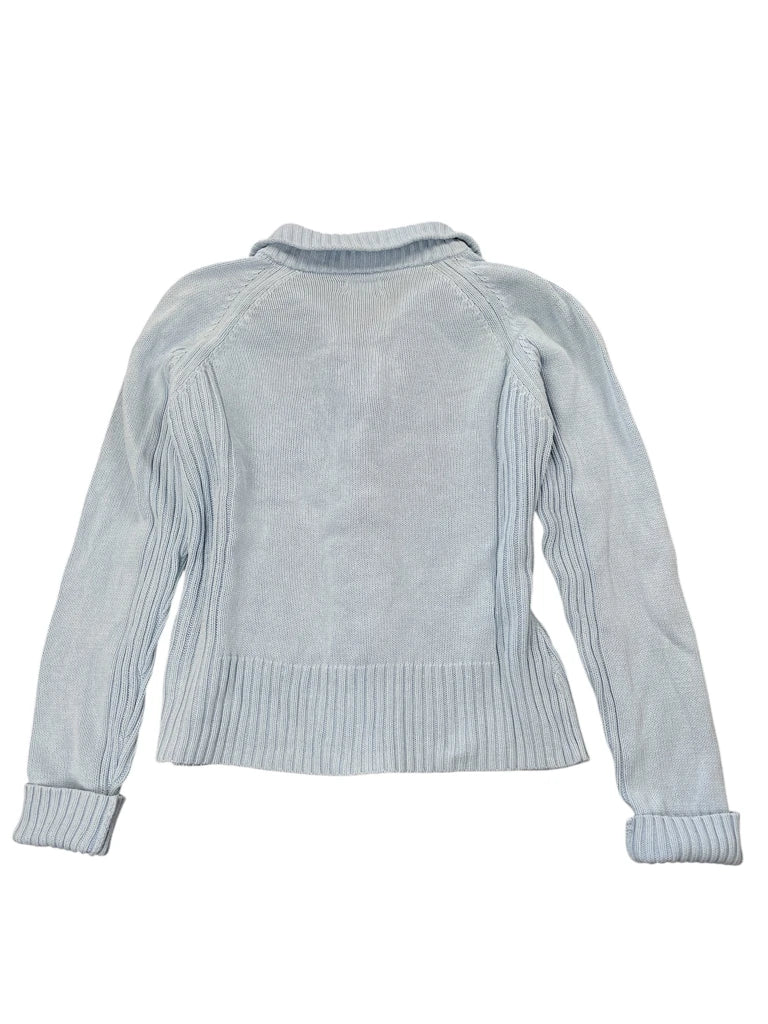 Turquoise Knit Zip-Up Cardigan (S)