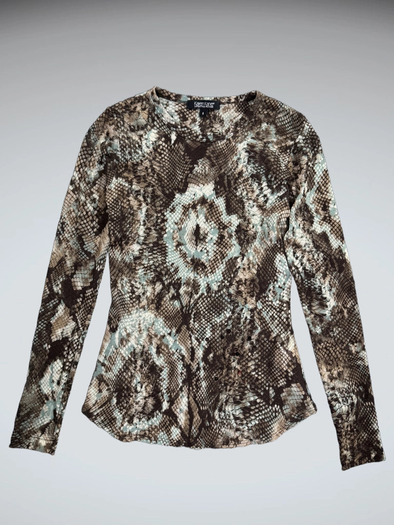 Wild Snake Print Long Sleeve Top (S)