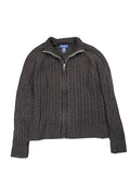 Black Cable Knit Zip Sweater (L)