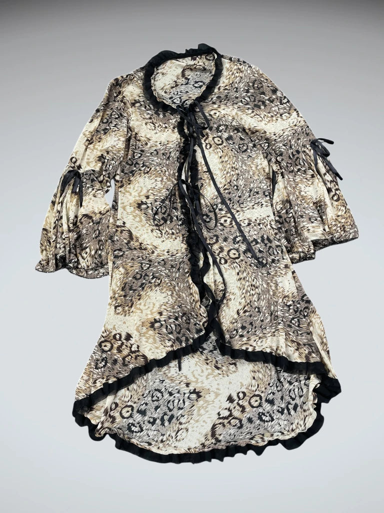 Animal Print Earth Tone Ruffle Dress (S)