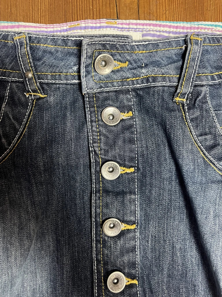 Blue Denim Skirt with Buttons