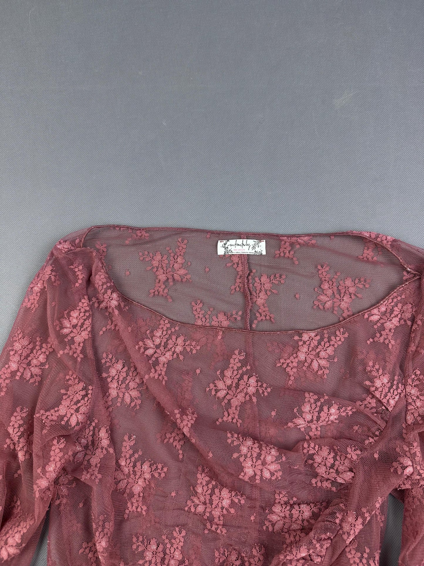 Luscious Floral Mesh Top with Asymmetrical Cut (S)